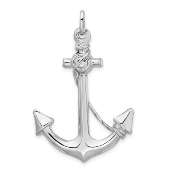 Sterling Silver Anchor w Rope Small Necklace Charm Pendant Unisex